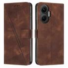 For Xiaomi Poco F7 Dream Triangle Leather Phone Case with Lanyard(Brown) - 1