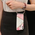 For iPhone 11 Pro Plating Marble Pattern Soft TPU Protective Case with Shoulder Strap(Pink Rose) - 2