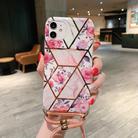 For iPhone 11 Plating Marble Pattern Soft TPU Protective Case with Shoulder Strap(Retro Flower) - 1