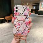 For iPhone 11 Plating Marble Pattern Soft TPU Protective Case with Shoulder Strap(Retro Flower) - 1