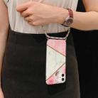 For iPhone 11 Plating Marble Pattern Soft TPU Protective Case with Shoulder Strap(Pink Rose) - 1