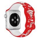 For Apple Watch 46mm / 49mm / 45mm / 44mm Christmas Engraving Butterfly Buckle Silicone Watch Band(Red White) - 1