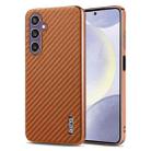 For Samsung Galaxy A16 5G AZNS Electroplated Edge Carbon Fiber Texture Phone Case(Brown) - 1