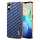 For Samsung Galaxy A07 4G AZNS Electroplated Edge Carbon Fiber Texture Phone Case(Blue) - 1