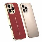 For iPhone 16 Pro GKK Plated Plain Leather Shockproof Phone Case(Red) - 1