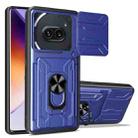 For Nothing Phone 2a Sliding Camshield TPU Hybrid PC Phone Case with Card Slot(Blue) - 1
