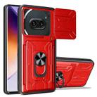 For Nothing Phone 2a Sliding Camshield TPU Hybrid PC Phone Case with Card Slot(Red) - 1