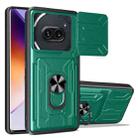 For Nothing Phone 2a Sliding Camshield TPU Hybrid PC Phone Case with Card Slot(Dark Green) - 1