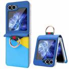 For Samsung Galaxy Z Flip6 VIETAO Metal Ring Card Slot PU Phone Case(Blue) - 1