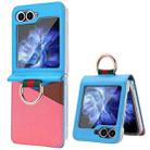 For Samsung Galaxy Z Flip5 VIETAO Metal Ring Card Slot PU Phone Case(Blue Pink) - 1