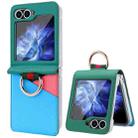 For Samsung Galaxy Z Flip5 VIETAO Metal Ring Card Slot PU Phone Case(Green Blue) - 1