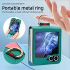 For Samsung Galaxy Z Flip5 VIETAO Metal Ring Card Slot PU Phone Case(Green Blue) - 2