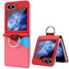 For Samsung Galaxy Z Flip5 VIETAO Metal Ring Card Slot PU Phone Case(Red Pink) - 1