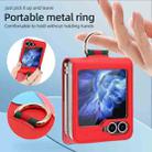 For Samsung Galaxy Z Flip5 VIETAO Metal Ring Card Slot PU Phone Case(Red Pink) - 2