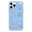 For iPhone 16 Pro Max Skin Feeling Jelly TPU Hybrid PC Phone Case(Line Puppy Blue) - 1