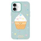 For iPhone 16 Plus Skin Feeling Jelly TPU Hybrid PC Phone Case(Ice Cream Polka Dot Light Green) - 1