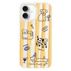 For iPhone 16 Plus Skin Feeling Jelly TPU Hybrid PC Phone Case(Two-color Line Dog White) - 1