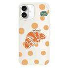 For iPhone 16 Plus Skin Feeling Jelly TPU Hybrid PC Phone Case(Polka Dot Croissant White) - 1