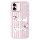 For iPhone 16 Plus Skin Feeling Jelly TPU Hybrid PC Phone Case(Line Puppy Yellow) - 1