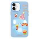 For iPhone 16 Skin Feeling Jelly TPU Hybrid PC Phone Case(Elephant Burger Blue) - 1