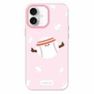 For iPhone 16 Skin Feeling Jelly TPU Hybrid PC Phone Case(Sports Baseball Pink) - 1