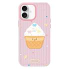 For iPhone 16 Skin Feeling Jelly TPU Hybrid PC Phone Case(Ice Cream Polka Dot Pink) - 1