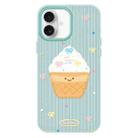 For iPhone 16 Skin Feeling Jelly TPU Hybrid PC Phone Case(Ice Cream Polka Dot Light Green) - 1