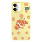 For iPhone 16 Skin Feeling Jelly TPU Hybrid PC Phone Case(Polka Dot Croissant Yellow) - 1