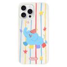 For iPhone 15 Pro Max Skin Feeling Jelly TPU Hybrid PC Phone Case(Elephant Wearing Socks White) - 1