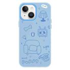 For iPhone 15 Plus Skin Feeling Jelly TPU Hybrid PC Phone Case(Line Puppy Blue) - 1