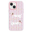 For iPhone 15 Plus Skin Feeling Jelly TPU Hybrid PC Phone Case(Line Puppy Yellow) - 1