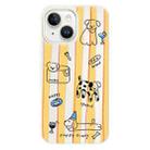 For iPhone 15 Skin Feeling Jelly TPU Hybrid PC Phone Case(Two-color Line Dog White) - 1