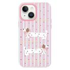 For iPhone 14 Skin Feeling Jelly TPU Hybrid PC Phone Case(Line Puppy Yellow) - 1