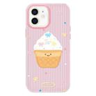 For iPhone 12 Skin Feeling Jelly TPU Hybrid PC Phone Case(Ice Cream Polka Dot Pink) - 1