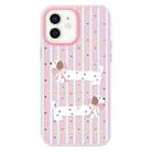 For iPhone 12 Skin Feeling Jelly TPU Hybrid PC Phone Case(Line Puppy Yellow) - 1