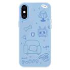 For iPhone X / XS Skin Feeling Jelly TPU Hybrid PC Phone Case(Line Puppy Blue) - 1