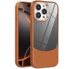 For iPhone 16 Pro Max Litchi Texture TPU Hybrid Acrylic Phone Case(Brown) - 1