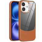 For iPhone 16 Plus Litchi Texture TPU Hybrid Acrylic Phone Case(Brown) - 1