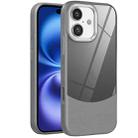 For iPhone 16 Litchi Texture TPU Hybrid Acrylic Phone Case(Grey) - 1