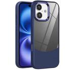 For iPhone 16 Litchi Texture TPU Hybrid Acrylic Phone Case(Blue) - 1