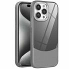 For iPhone 15 Pro Max Litchi Texture TPU Hybrid Acrylic Phone Case(Grey) - 1