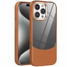 For iPhone 15 Pro Max Litchi Texture TPU Hybrid Acrylic Phone Case(Brown) - 1