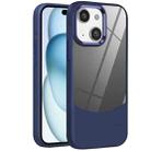 For iPhone 15 Plus Litchi Texture TPU Hybrid Acrylic Phone Case(Blue) - 1