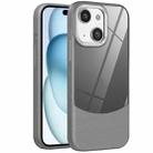 For iPhone 15 Litchi Texture TPU Hybrid Acrylic Phone Case(Grey) - 1