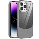 For iPhone 14 Pro Max Litchi Texture TPU Hybrid Acrylic Phone Case(Grey) - 1