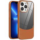 For iPhone 13 Pro Max Litchi Texture TPU Hybrid Acrylic Phone Case(Brown) - 1