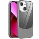 For iPhone 13 Litchi Texture TPU Hybrid Acrylic Phone Case(Grey) - 1