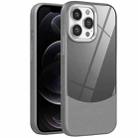 For iPhone 12 Pro Litchi Texture TPU Hybrid Acrylic Phone Case(Grey) - 1