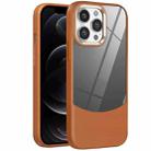 For iPhone 12 Pro Litchi Texture TPU Hybrid Acrylic Phone Case(Brown) - 1