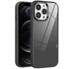 For iPhone 12 Pro Max Litchi Texture TPU Hybrid Acrylic Phone Case(Black) - 1